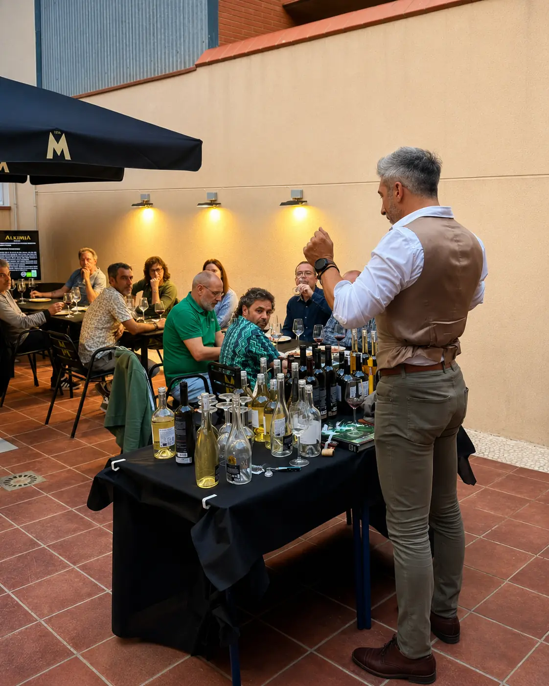 Cata con invitados en evento corporativo en la bodega